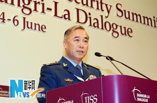 6月5日，中國人民解放軍副總參謀長馬曉天在新加坡舉行的第9屆亞洲安全大會(huì)上講話。